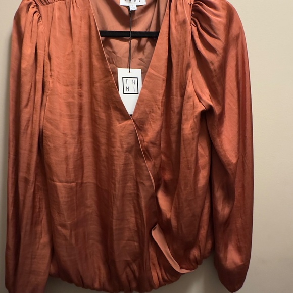 Bronze Satin V neck top - Picture 2 of 2